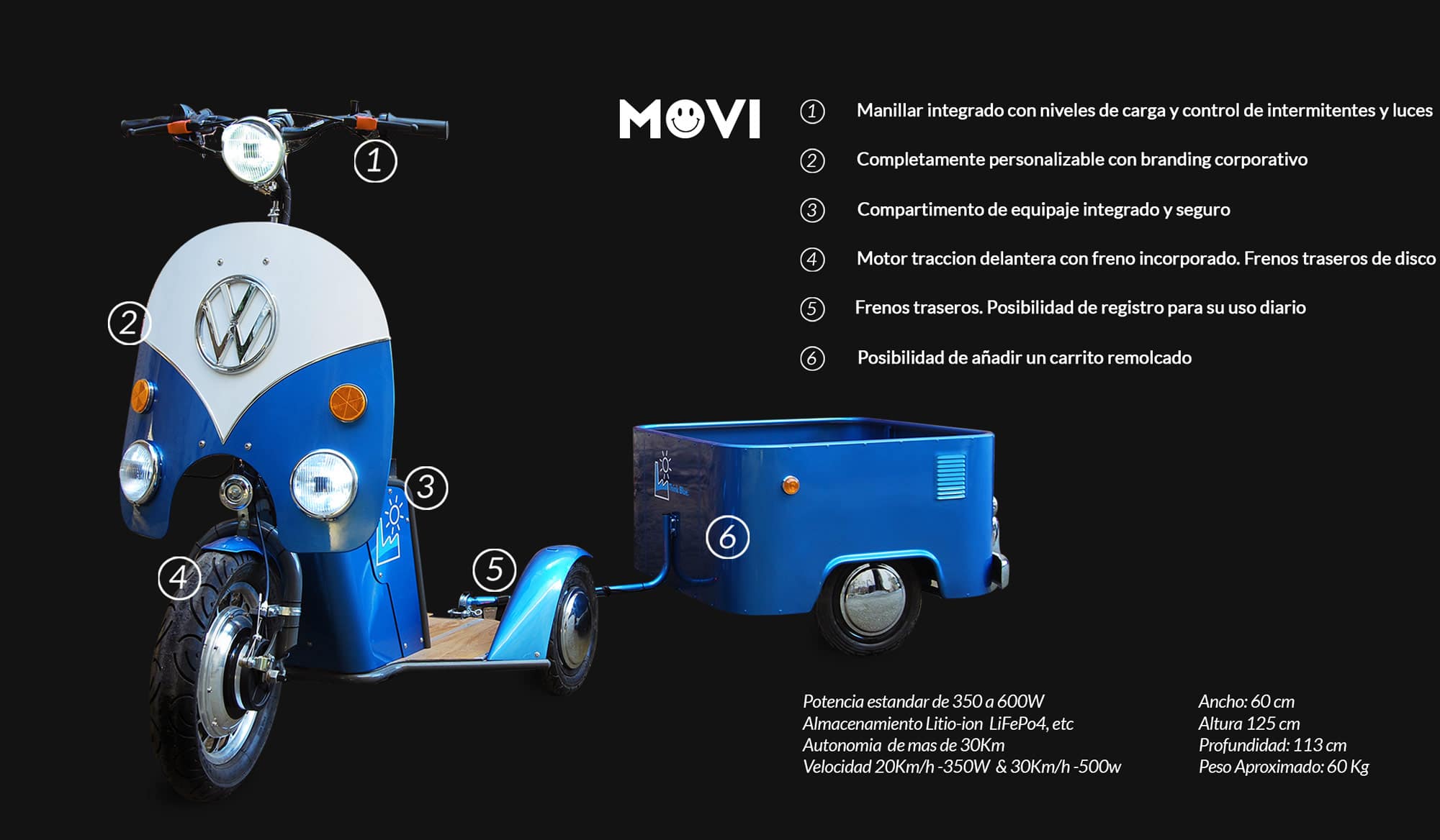 MOVI TRICICLO ELECTRIC ESPECIFICACIONES TECNICAS